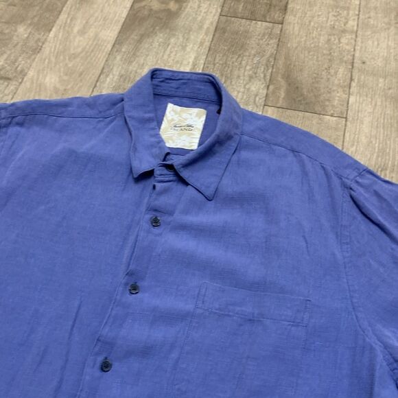Mens Tasso Elba Island Silk Linen Blend Button Down Beach Surf Shirt - Picture 3 of 5